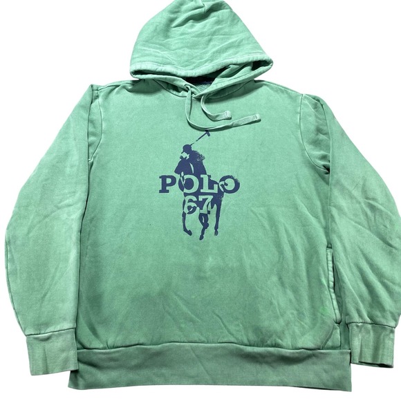 Polo Ralph Lauren Other - Polo Ralph Lauren Hoodie Mens Medium Green POLO 67 Graphic Sweatshirt *Flaws